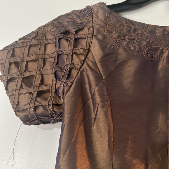 La Contessa High Fashion Brown Metallic Dress Size 8 Formal Holiday - Picture 4 of 14